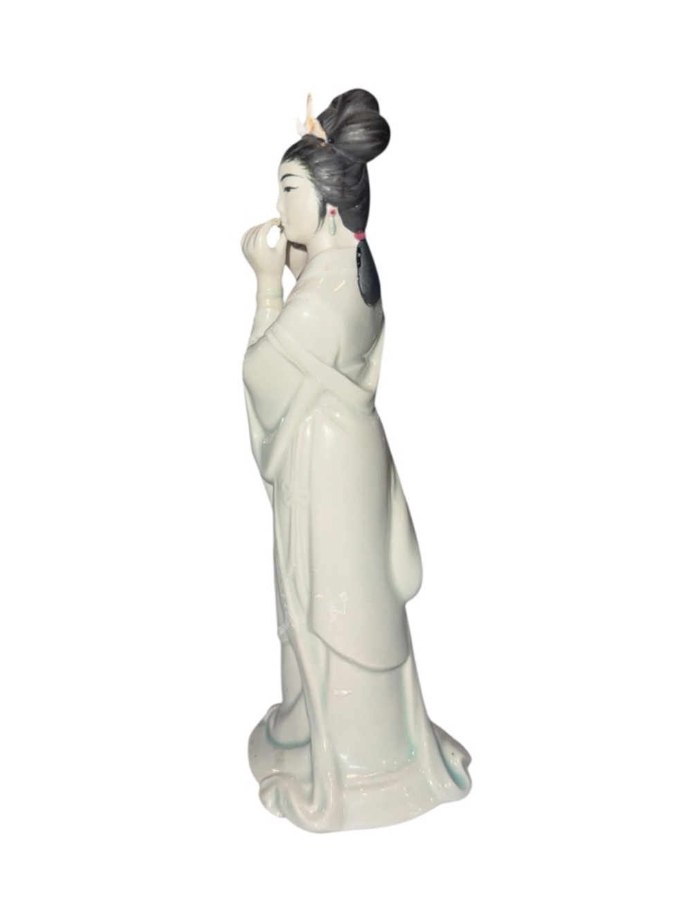 Source Unknown Cream Ceramic Geisha Figurine Playing Flute - Picture 5 of 8